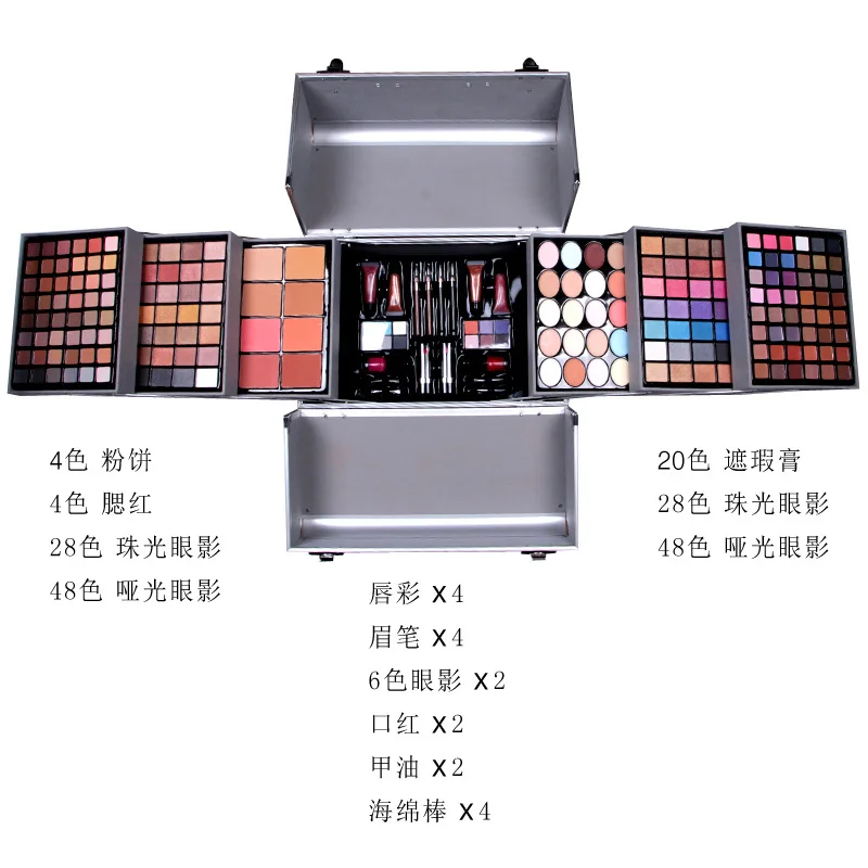 MISS ROSE 5 color large size aluminum box makeup box set makeup artist special makeup box eye shadow tray makeup cosmetics 030N