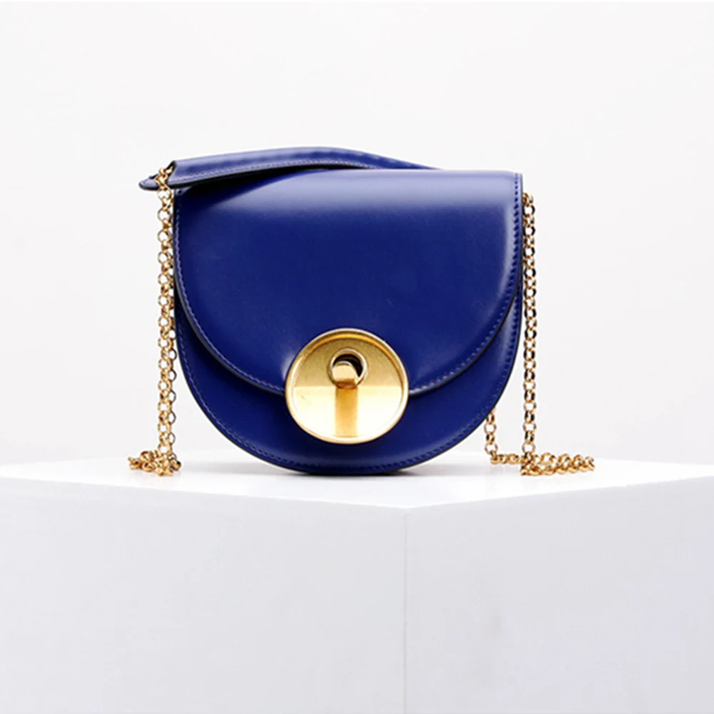 

2019 New Cow Leather Messenger Bags HOBOS Retro Real Split Leather Women's Bags Small Wonton Yuntong Lock Chain Mini Handbags