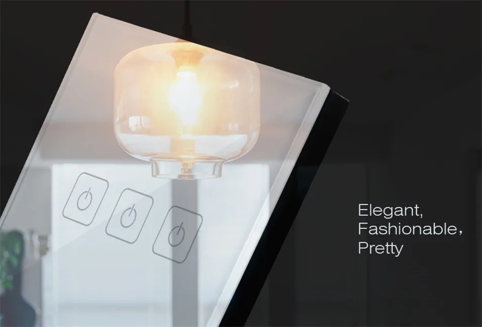 EU UK Type Eruiklink Touch Switch 1 Gang 2 Gang 3 Gang 1 Way,Crystal Glass Switch Panel, Single FireWire Touch Sense Wall Switch-4