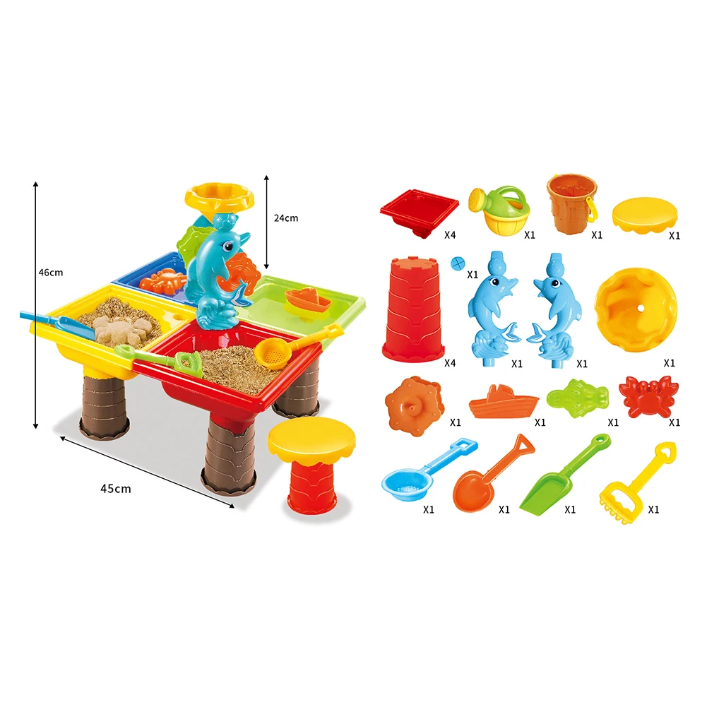 Summer Desk Digging Pit For Children Bucket Outdoor Kids Seaside Beach Toy Set Water Sandglass Play Sand Table Garden