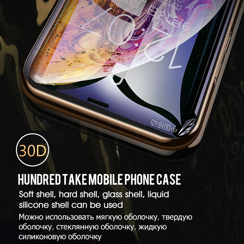 30D Защитная пленка для экрана для iPhone XR XS MAX 8 7 6 6s Plus 5 Закаленное стекло Защитная пленка для экрана Templado Glas Coque