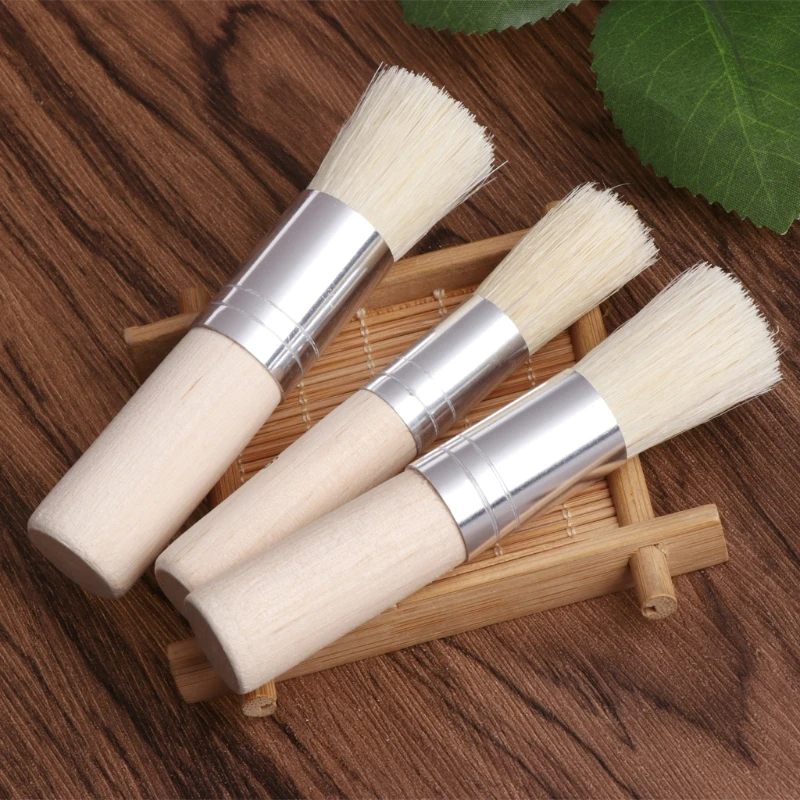 3Pcs/Set Wooden Stencil Brush Hog Bristle Brushes Watercolor Oil Painting To`S2 3Pcs/Set Wooden Stencil Brush Hog Bristle Brushes Watercolor Oil Painting To`S2