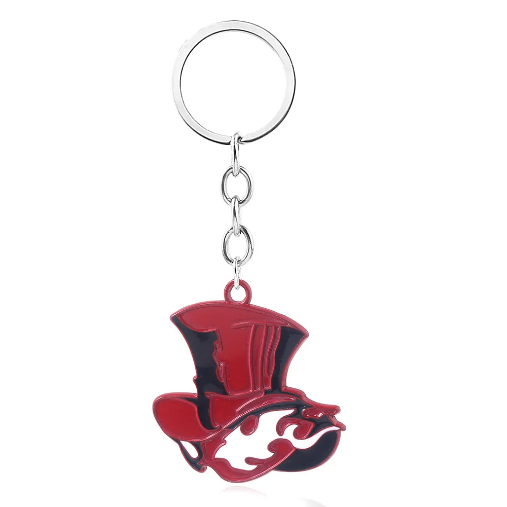 

Game Persona P5 Hat Keychain THE DAY BREAKERS Red Figure Logo Metal Pendant Key Chain for Men Women Keyring Jewelryn Gift