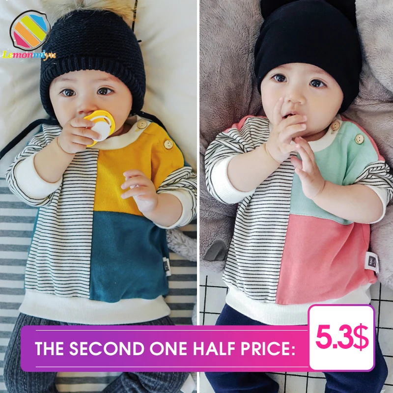 

Lemonmiyu Baby Autumn Cotton Sweatshirts for boys Newborn Causal Toddler Kids Tops O-Neck Long Sleeve Baby 0-3T Fashion T-shirts