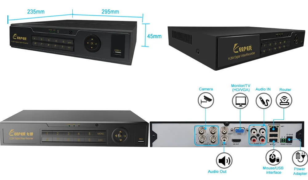 Хранитель 5MP XVR DVR безопасности AHD 4CH 8CH рекордер TCP IP BNC H.264 TVI CVI CVBS видеозапись Onvif видеонаблюдения