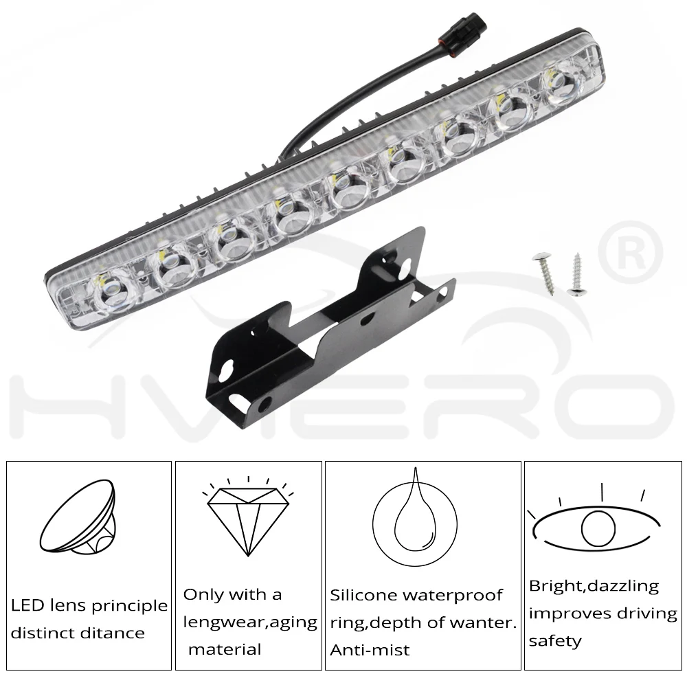 2 шт. DC 12 В Авто Светодиодный дневной ходовой светильник 9Led белый головной светильник лампа для вождения прожектор светильник для парковки противотуманный светильник долгий срок службы s