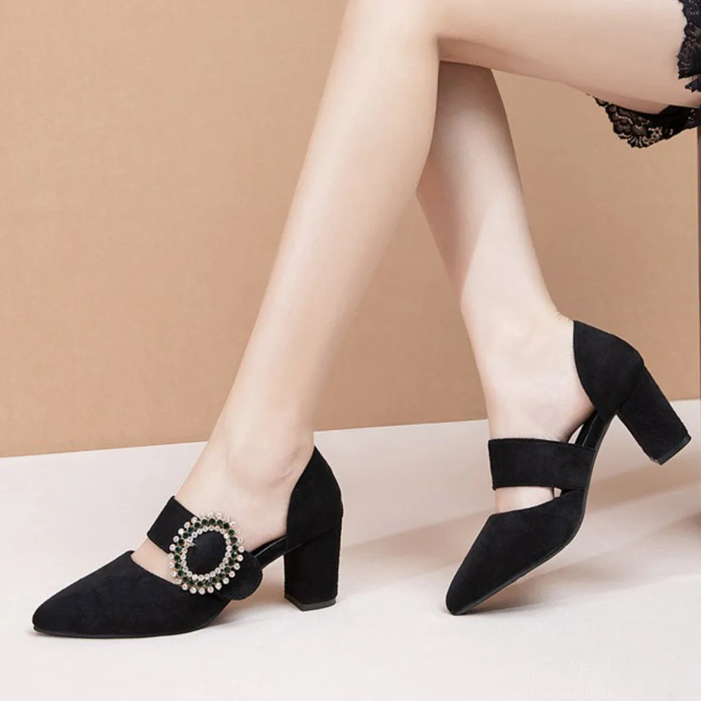 

summer high heels sandals women Office Lady Concise Pointed Toezapatos mujer tacon alto Rhinestone Non-Slip platform sandals