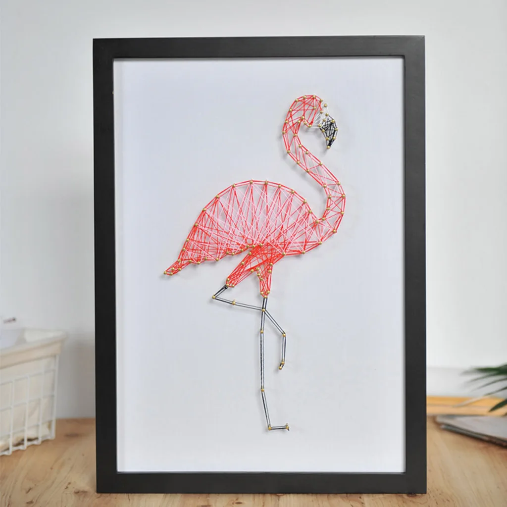 

Pink Flamingo String Art Kit Stereoscopic Decorative Painting with Materials for Kids Adults Craft