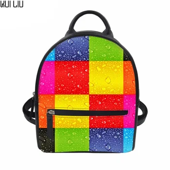 

Customized Women Backpack Mixed Color Plaid Printing Mini Backpacks Teenager Girls Schoolbag Small Travel Bag Laptop Rucksack