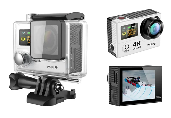 Dual Screen 4K 30fps Wifi Sport Camera 4k Action Camera With Waterproof Housing Case and remote controller