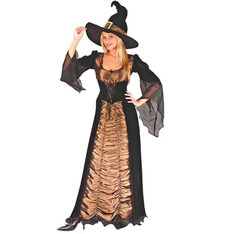 

VASHE Witch Costume Adult Women Sexy Fancy Costumes Halloween Carnival Party Woman Imaginative Dress with Hat