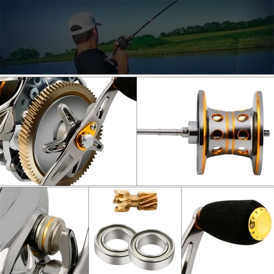 Carretel de Pesca 11 + 1bb Sougayilang Arremesso Super Leve Estrutura Design Precisamente Usinado Latão Engrenagem Molinete 10 Sougayilang 11 + 1bb carretel de pesca
