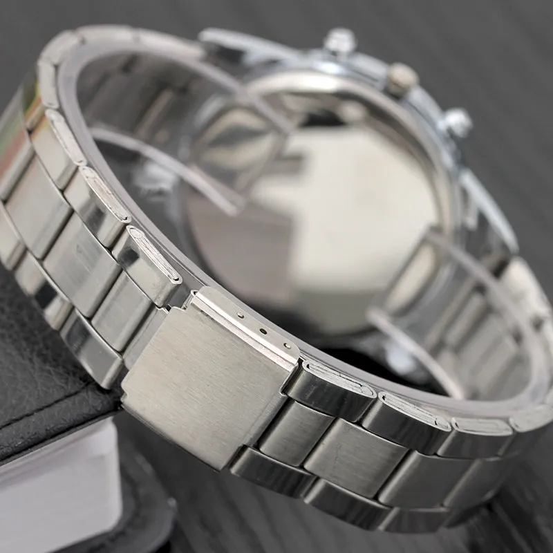 Известный бренд, серебряные повседневные кварцевые часы Geneva, мужские сетчатые браслеты из нержавеющей стали, женские часы, женские часы