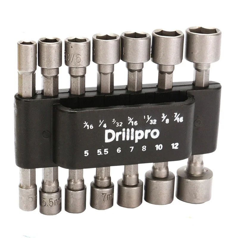 Drillpro 14 шт. Набор отверток с гайкой, двойной метрический и стандартный Sae 1/" хвостовик отвертки, отвертка с гайкой, торцевые головки, сверла