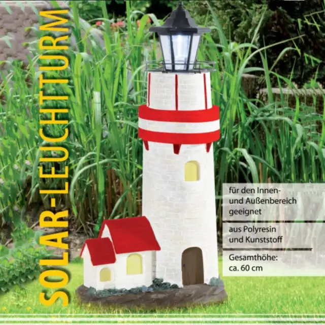 Solar Power Led Lighthouse Light With Rotating Light Beam 29cm