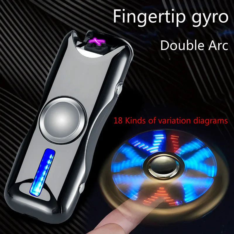 Fingertip gyro USB зарядка вращающийся красочный ветрозащитный прикуриватель гром светильник электронная сигарета плазменная двойная дуга