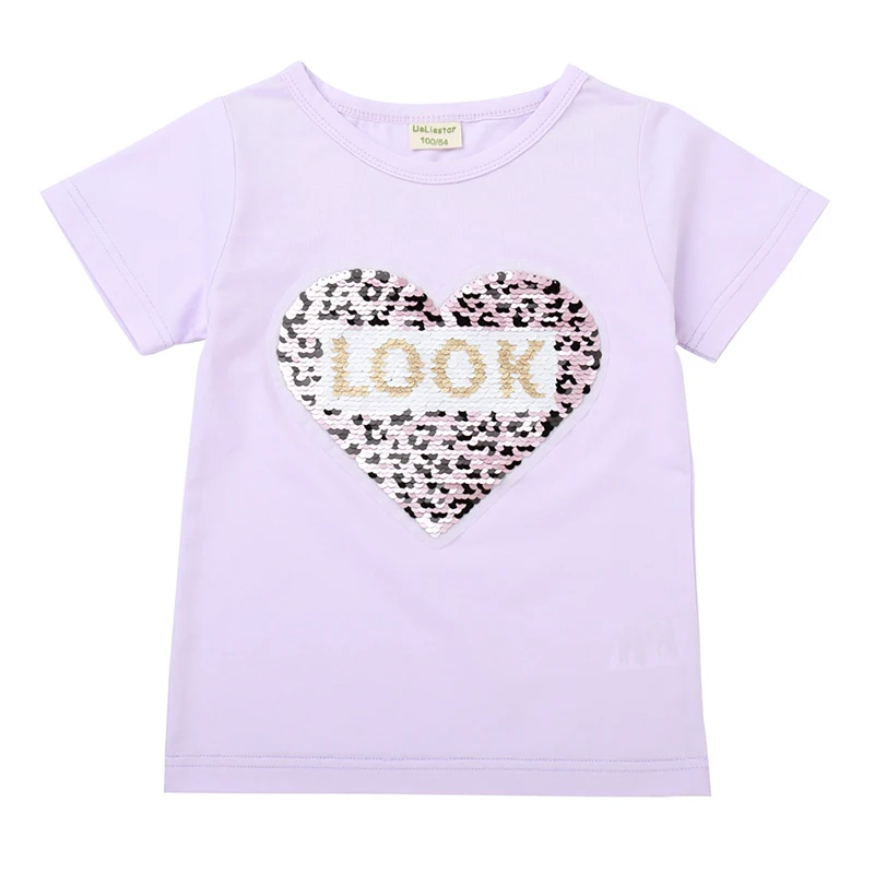 Kids Tee 7B Футболки для девочек, детские двусторонние пайетки, топы для мальчиков, летняя одежда с Микки Маусом, модная футболка, хлопковая Футболка с рисунком единорога для малышей - Цвет: Kids Tee 7B
