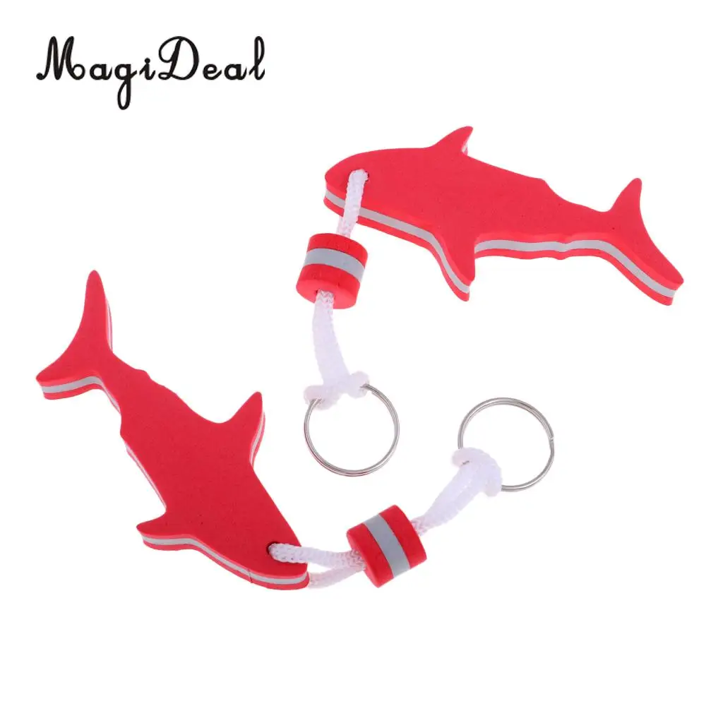 MagiDeal 2x Shark Floating Keychain Keyring Water Buoyant Key Holder for Beach Swim Yachting - Portable, Lightweight, Durable