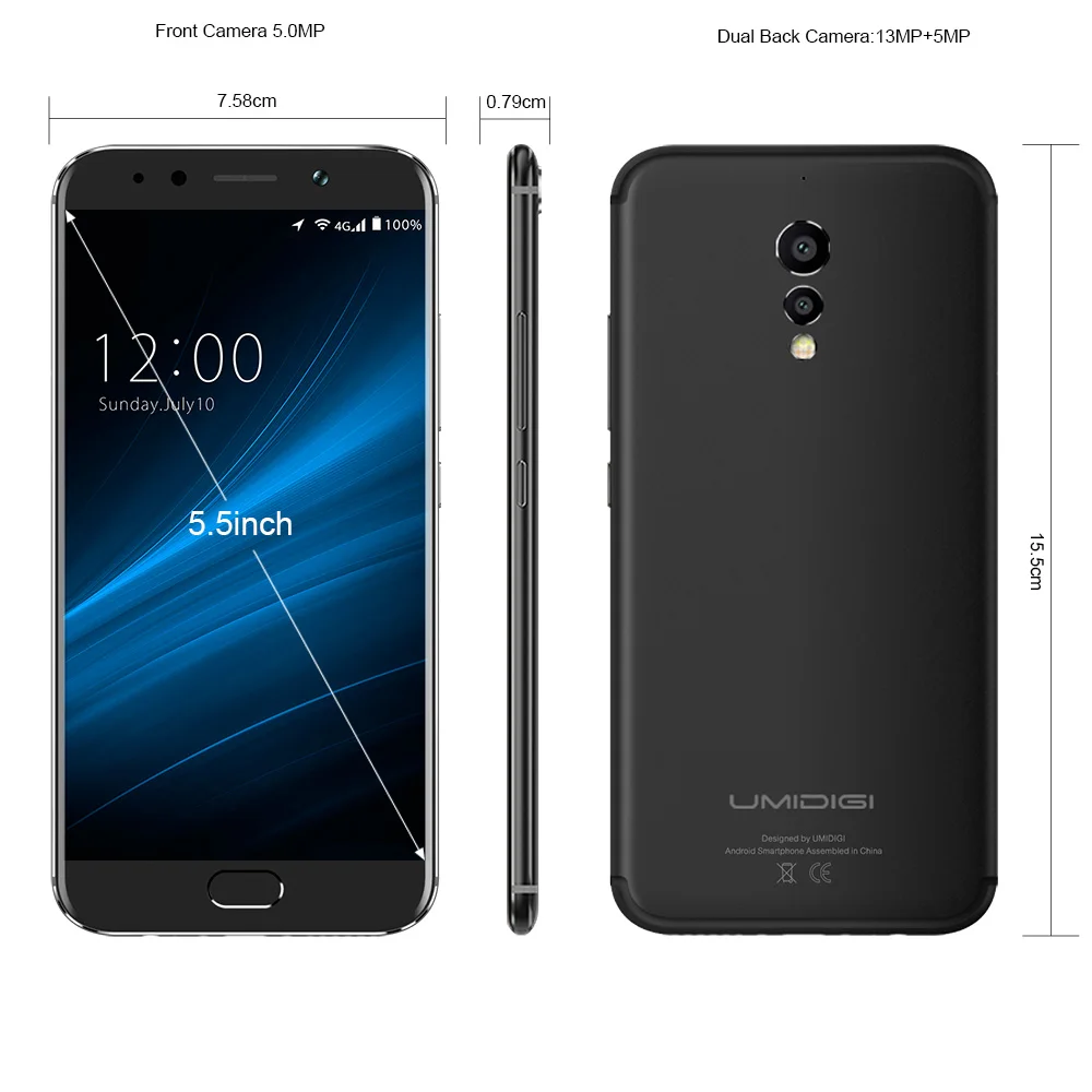 В наличии umidigi S Android 7.0 смартфон МТК p20 Octa Core 5.5 дюйма HD Экран 4 г Оперативная память