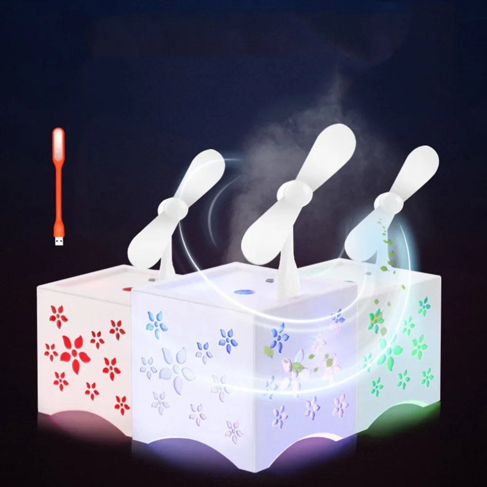 

New hollow USB fan humidifier Colorful color car desktop aroma humidifier dropshipping