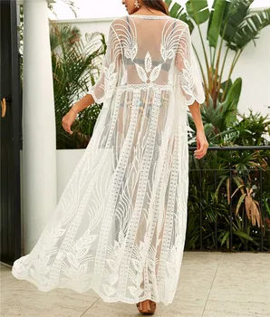 

2019 Lace Beach Pareo Beachwear Swim suit Cover up Playa Pareo Tunics for Beach Tunic Swimwear Women Lace Beach Dress