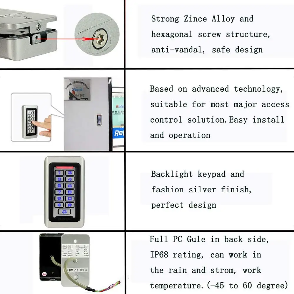 RETEKESS Rfid Door Access Control System IP68 Waterproof Metal Keypad Proximity Card Standalone Access Control With 2000 Users