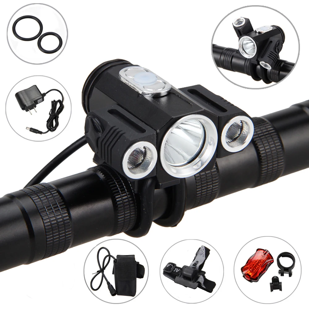 Sale 10000LM 3x XM-L T6 LED front Light Bicycle Bike Lamp Cycling Sports Headlight Light +6400mAh Battery+Rear Light+Charger 13