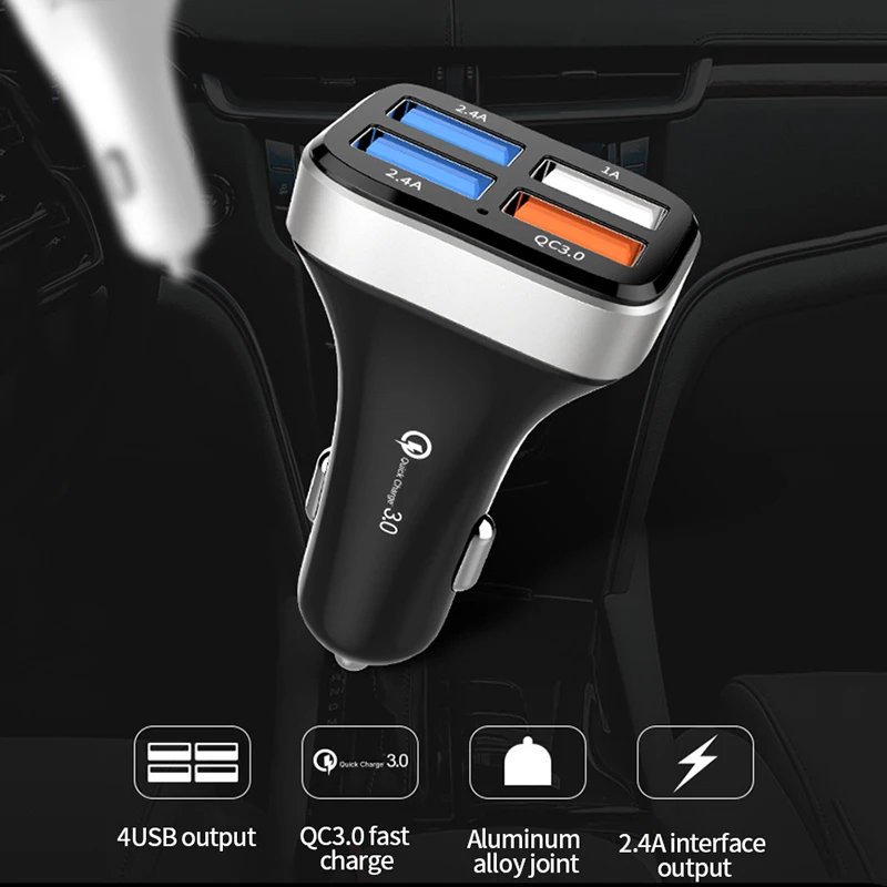 QC3.0 автомобильное зарядное устройство 4 USB 2.4A адаптер Быстрая зарядка прикуриватель для Iphone samsung Android мобильный телефон автомобильный Univers