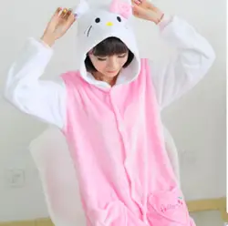 Новая норковая фланель Hello Kitty Cat животных сиамские пижамы с героями мультфильмов зимняя одежда с длинным рукавом Женские домашние