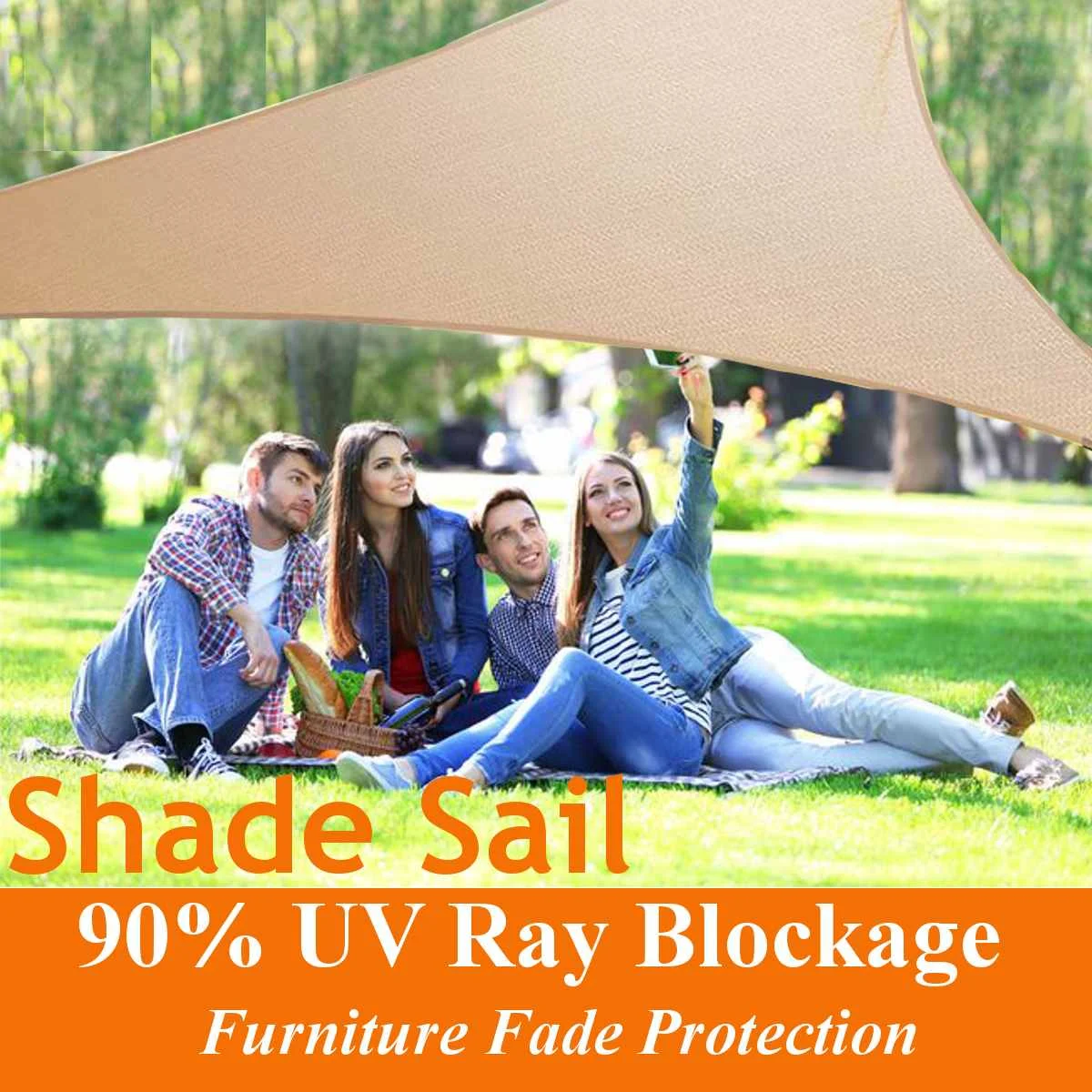 90% protección UV 300D Oxford tela impermeable al aire libre sombra de sol vela Canopy protector solar velas neto marquesinas patio jardín cifrado