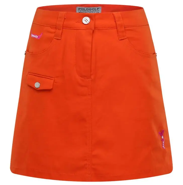 POLOGOLF Ladies Anti Leakage Golf Skort Skirts Solid Slim golf skirts summer cotton Breathable Quick dry Golf short skirt women - Цвет: ORANGE