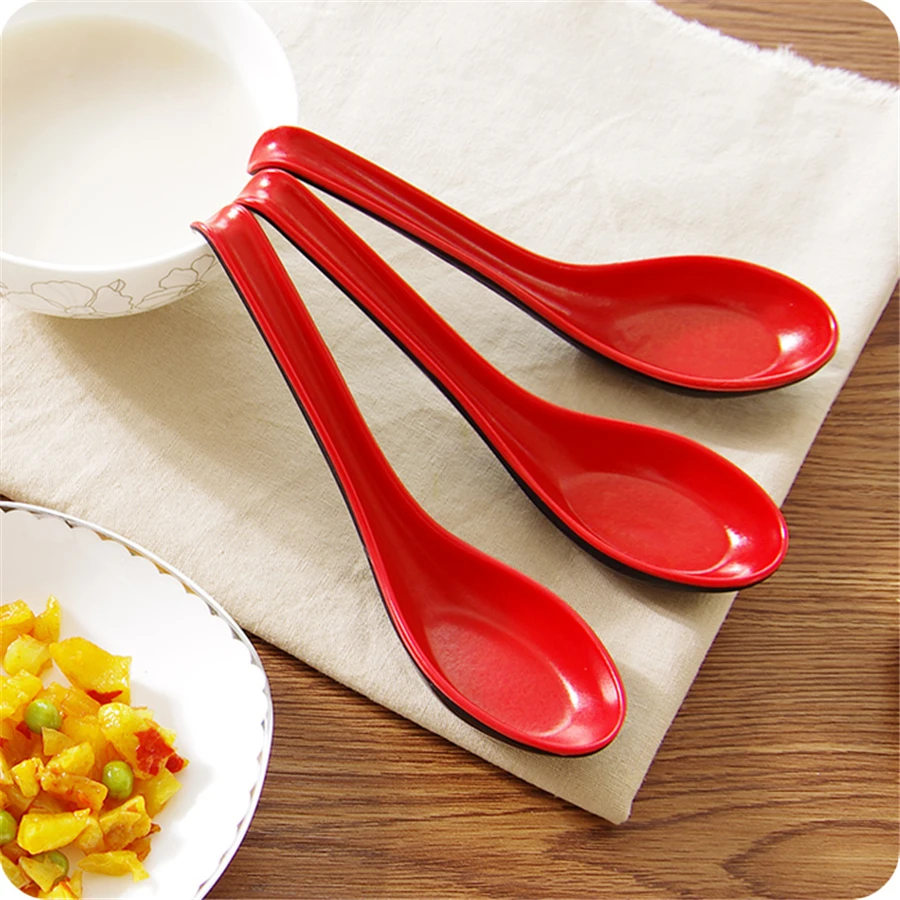 Long Handle Plastic Soup Spoons Round Large Kitchen Ladle Colheres De