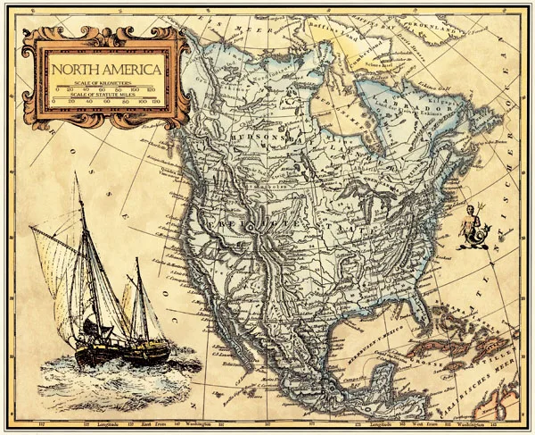 

Vintage Oil Painting Canvas NORTH AMERICA Map Wall Art Picture Print Wall Art Crafts Sticker Paintings Home Cafe Decoration EP01