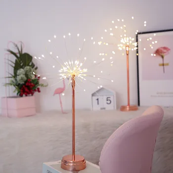 

LED Copper Wire Dandelion Starburst Fireworks Lights Wedding Christmas Day Decoration Table Lamp Children Gift Battery