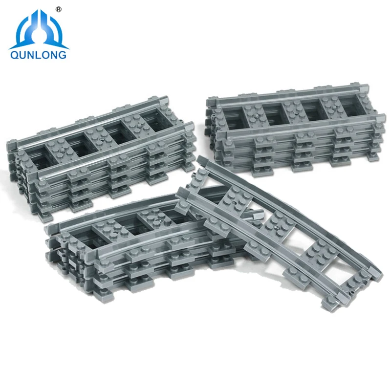 

Qunlong 10-100Pcs City Trains Train Track Rail Straight Curved Rails Building Blocks Set Bricks Model Kids Toys Compatible Legoe