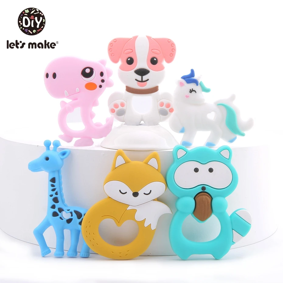 

Let'S Make 1Pc Silicone Animal Teether Making Baby Rattles Charms For Stroller Accessories Toy Bpa Free Silicone Baby Teether