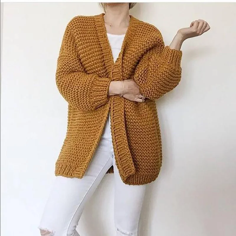 

Hand-knitted Cardigan sweater 2019 Spring Women's handmade Long style Sweater Oversized 5XL code chunky Long Cardigan women