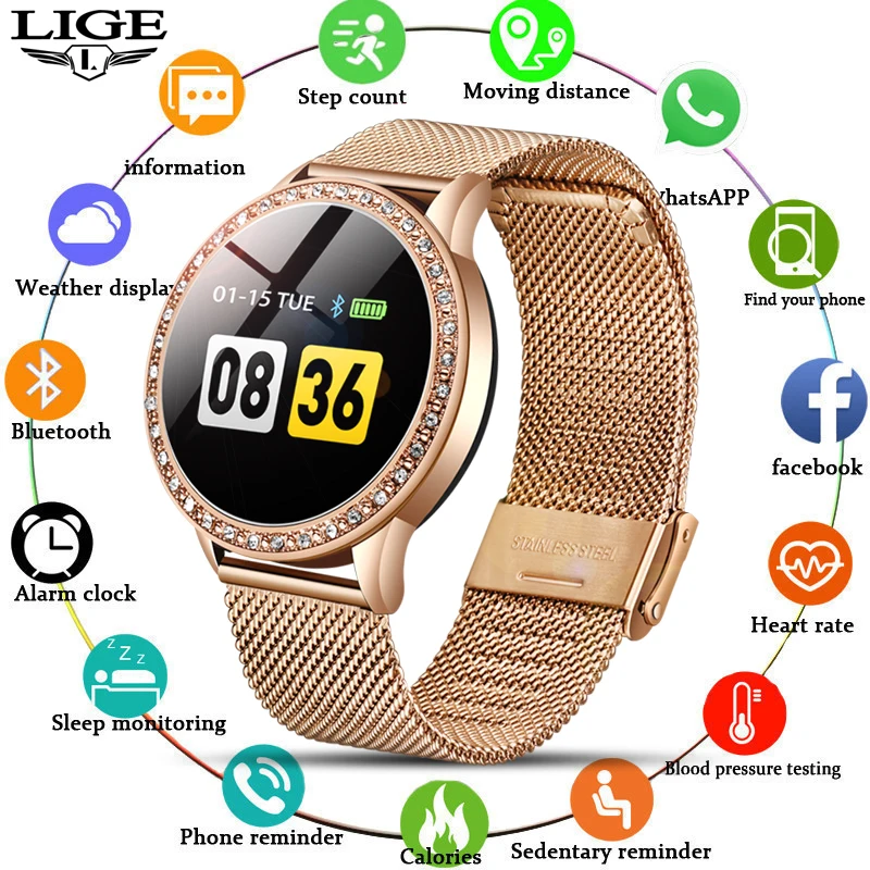 

Smart Watch Men Waterproof Smartwatch With Heart Rate Monitor Blood Pressure Fitness Bracelet For iPhone iOS Android Watches+Box