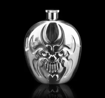 

Hip Flasks 6 oz Ghost embossed stainless steel hip flask in gift box hip flask with small glass funnel free shipping