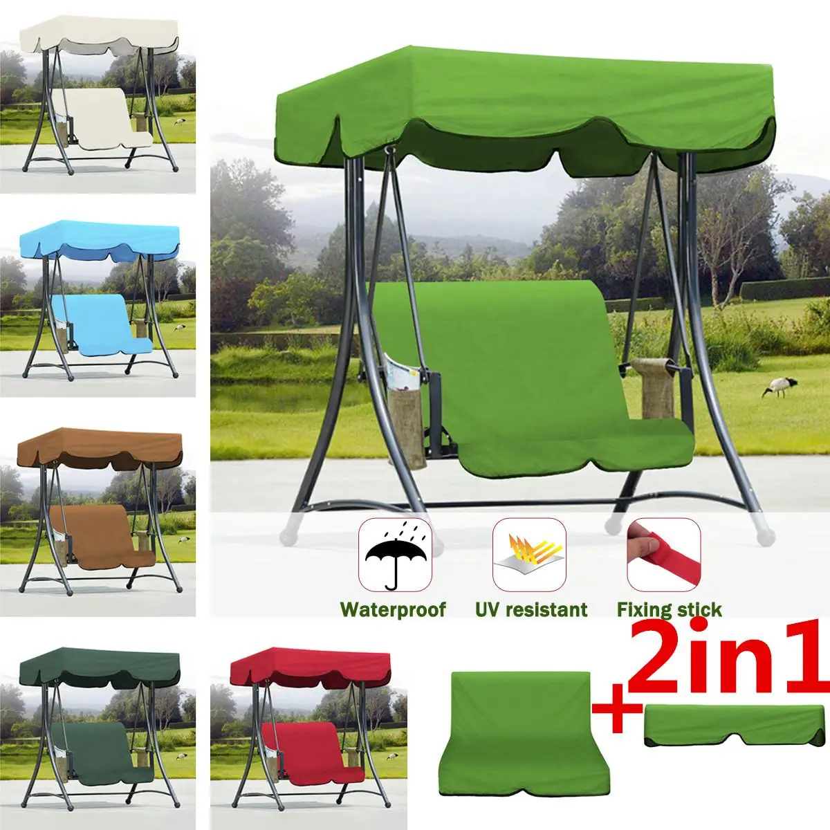 2Pcs Waterproof UV Resistant Swing Hammock Canopy+Chair Cushion Summer Outdoor Indoor Garden Courtyard Tent Swing Top Cover 2Pcs Waterproof UV Resistant Swing Hammock Canopy+Chair Cushion Summer Outdoor Indoor Garden Courtyard Tent Swing Top Cover