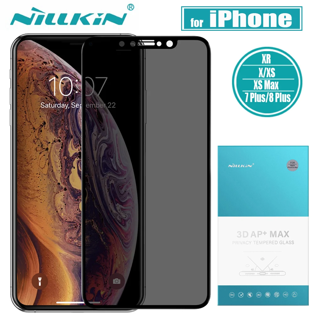 Антишпионское закаленное стекло для iPhone X Xs Max XR Nillkin 3D антибликовое уличное