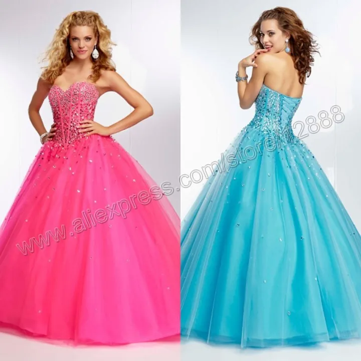 Jewel Ombre Beading on a Tulle Ball Gown Hot Pink and Blue Sweetheart ...
