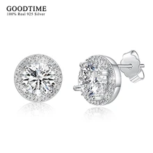 Серьги из стерлингового серебра 925 пробы ювелирные изделия классический дизайн романтичные серьги 6 цветов AAA циркония серьги гвоздики женские свадебные украшения