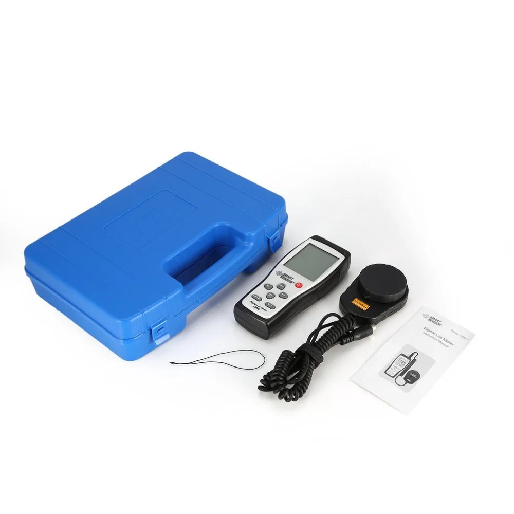 

Smart Sensor AS823 Digital Handheld Light Lux Meter Illuminance 200,000 Lux/FC Luminometer Photometer Lighting Tester Luxmeter
