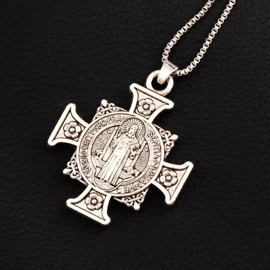 Quis Et Dues Saint Michael Cross Silver Medal Antique Silver Pendant ...