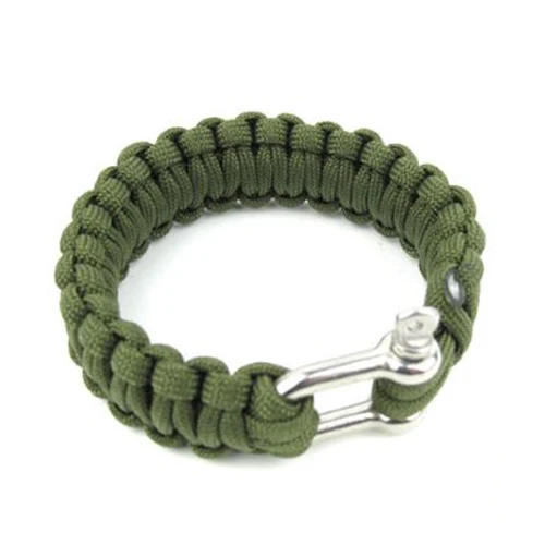 

Exterior U-Shape Survival Sports Stainless Shackle Style Parachute Rope Knitted Bracelet (Army Green)