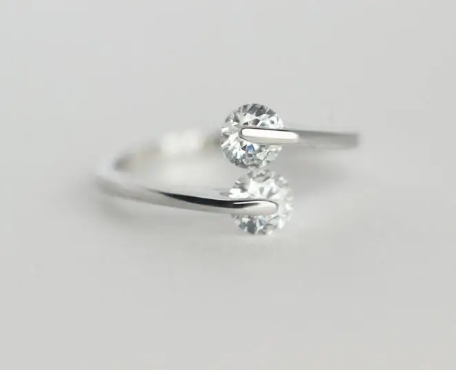 

Korean FASHION Simple 925-sterling-silver Heart & Arrows stone AAA+ Rhinestones Adjustable Ring Double CZ GTLJ1008