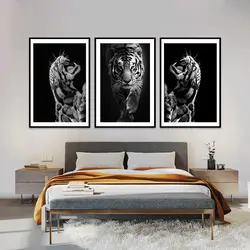 Черно-белый плакат с животными обезьяна курить с очками стены искусства плакаты и принты плохой обезьяны холст живопись
