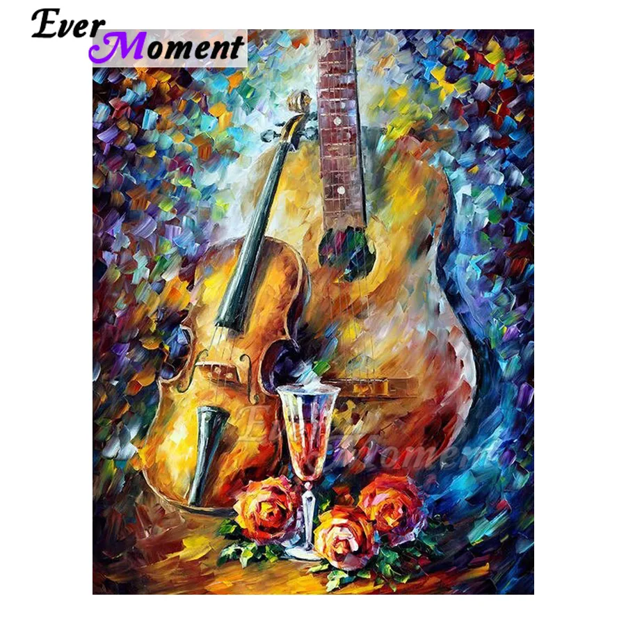 

Ever Moment Diamond Painting Violin Wine Rose Picture Of Rhinestone Diamond Embroidery 5D DIY Full Square Household 3F1946