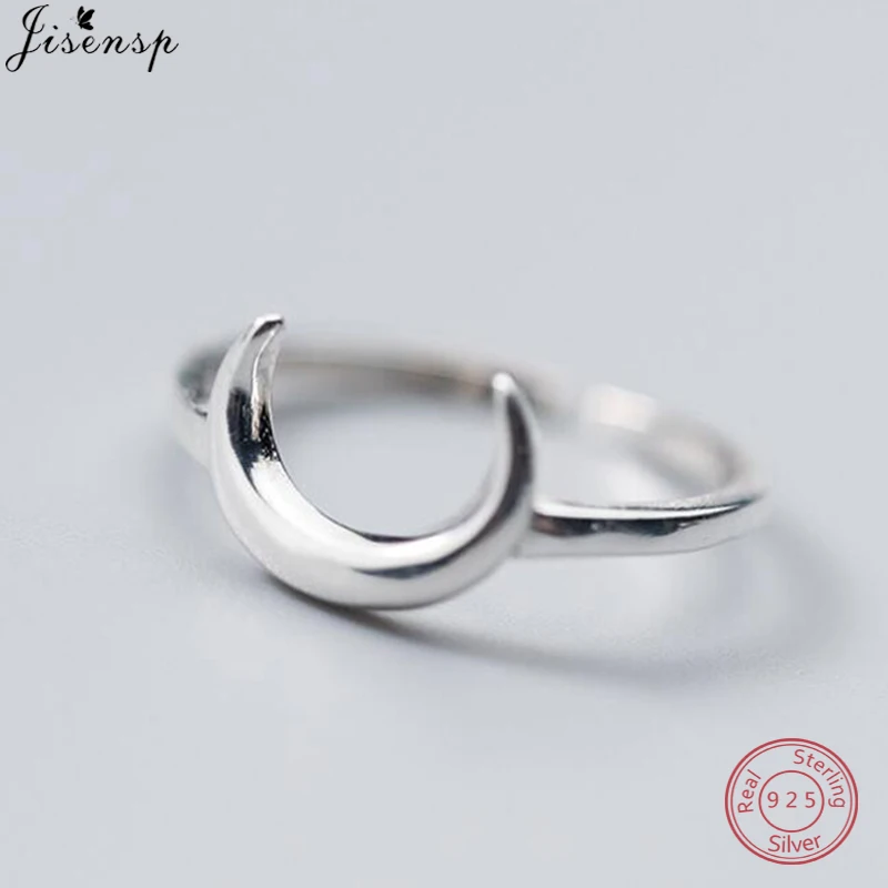

Jisensp Tiny Cute 925 Sterling Silver Half Moon Rings for Women Simple Flat Crescent Moon Knuckle Ring Female Jewelry Gifts